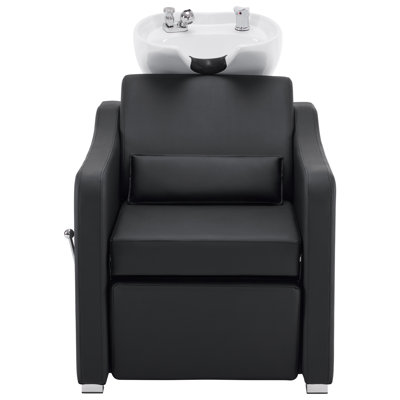 Backwash Shampoo Station Chair, Adjustable Ceramic Hair Wash Bowl with Chair