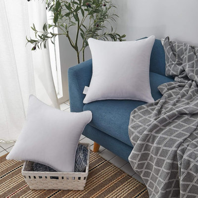 White Square Pillow Inserts with Cotton Cover, Soft Decorative Cushion Fillers for Sofa, Couch and Bed