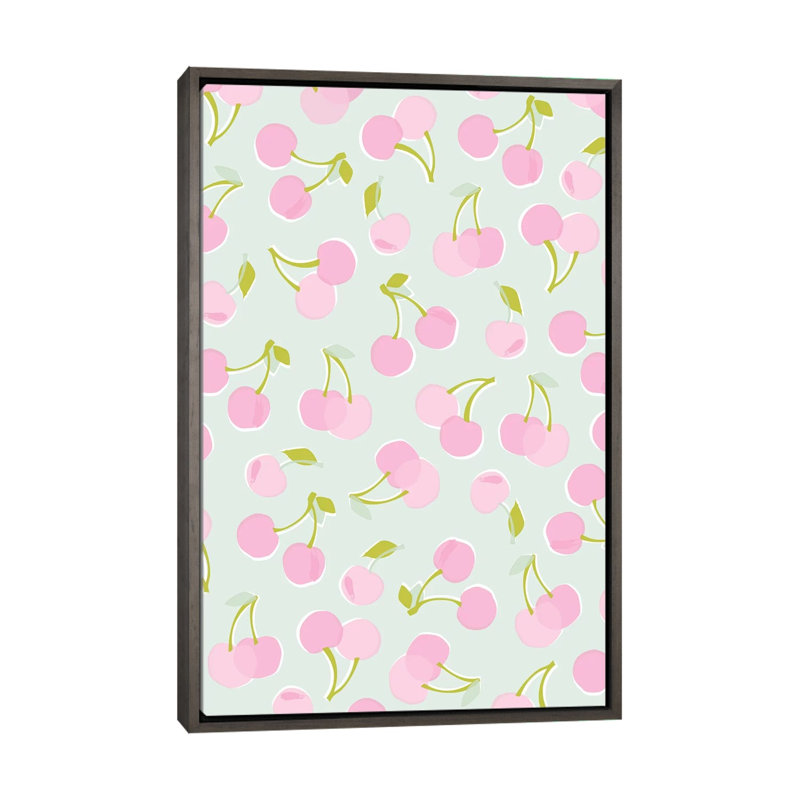 «Fruit Fizz II» par Angela Nikeas - impression d'art graphique, H 60 po x l 40po x P 1,5 po, Toile avec cadre en bois gris