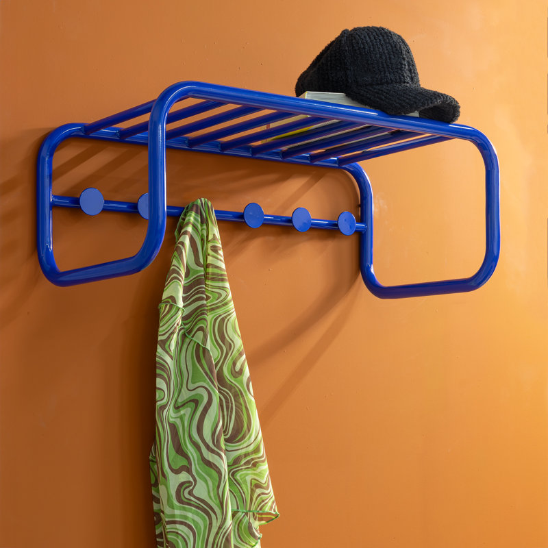 Retro Steel Wall 5 - Hook Coat Rack, Blue