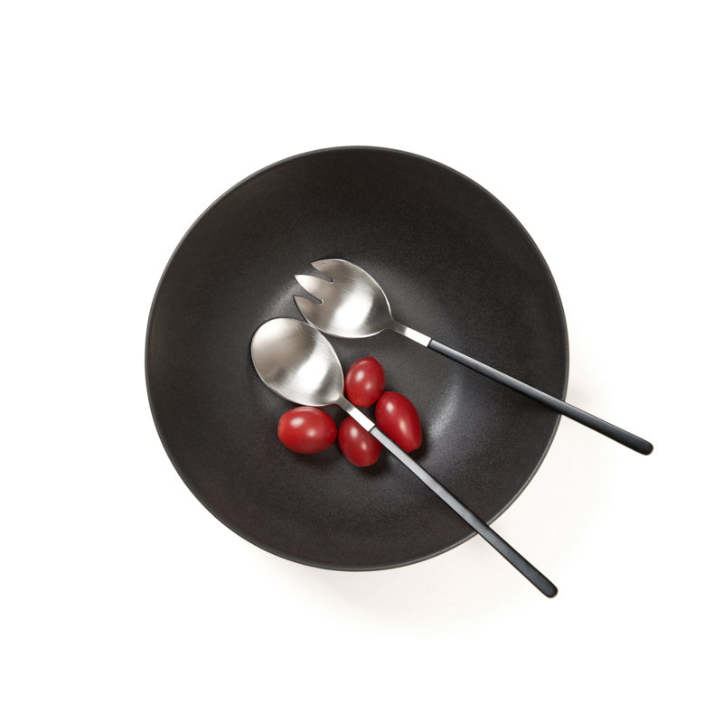 Stainless Steel Salad Servers, Black/Silver