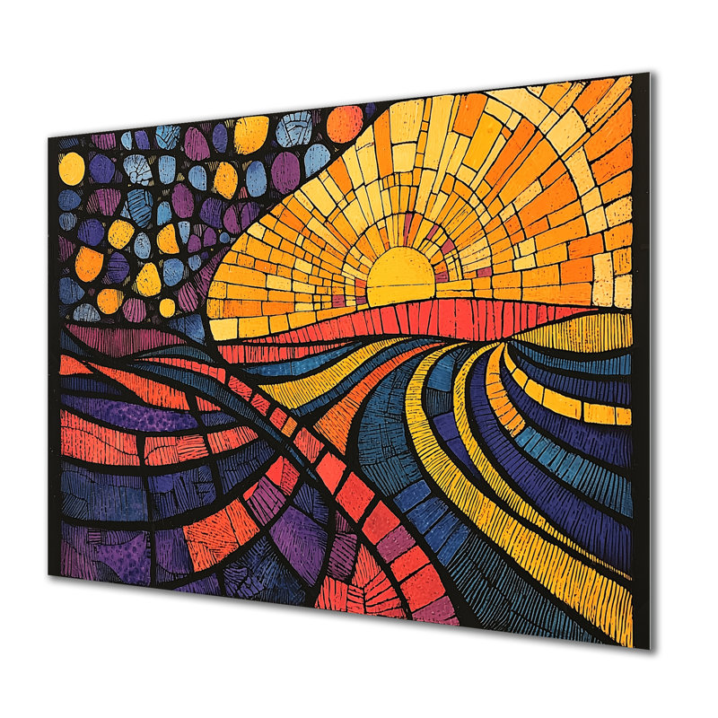 «Mosaic Meadow Optic Hoirizon I», impression d'art mural en métal sur prairie, H 34 po x l 44 po