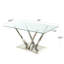 Table de salle à manger en verre, base en acier inoxydable robuste, ensemble de chaises de salle à manger, pieds de chaise galvanisés pour la salle à manger et la cuisine (ensemble de 5)-1233036158-1233036159