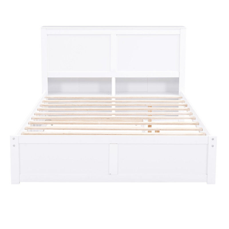 Lit plateforme avec rangement et tablettes gigognes, Double