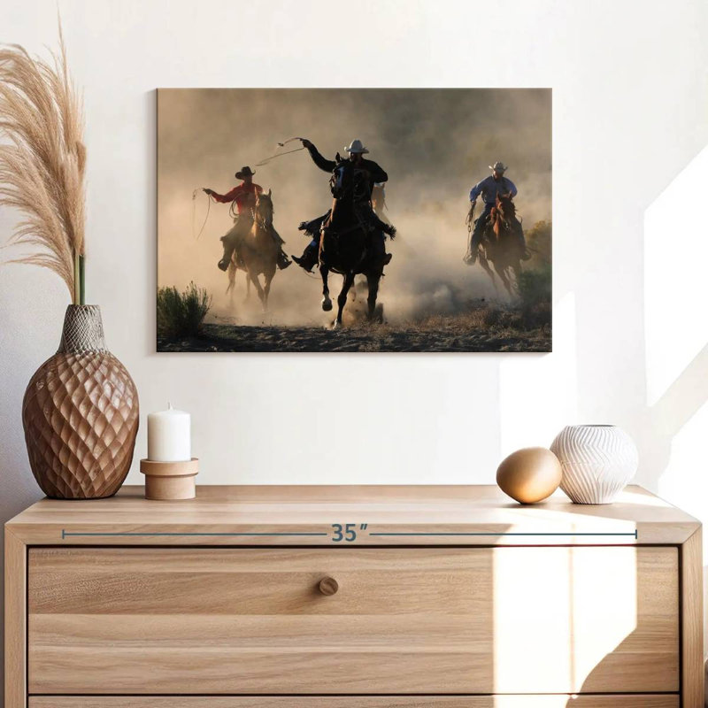 Lelar Cowboys In Action, 16" H x 24" W