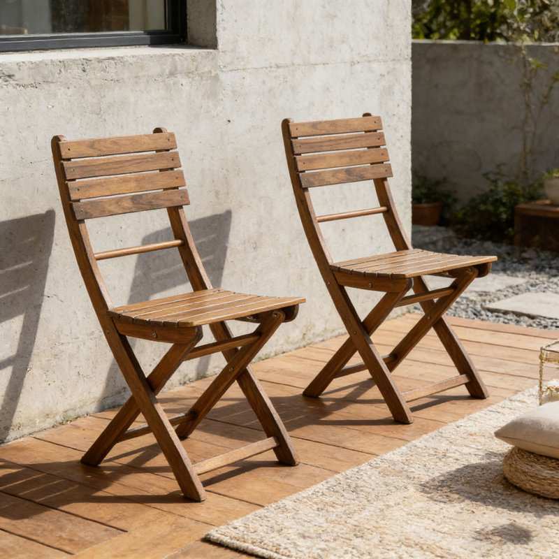 Chaise d'extérieur pliante en bois d'acacia