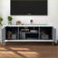 Console de meuble télé 47 po avec portes en verre diamant, rangement ouvert, ajustement télé 50 po | Bois massif + panneau de fibres à densité moyenne + verre | Antique