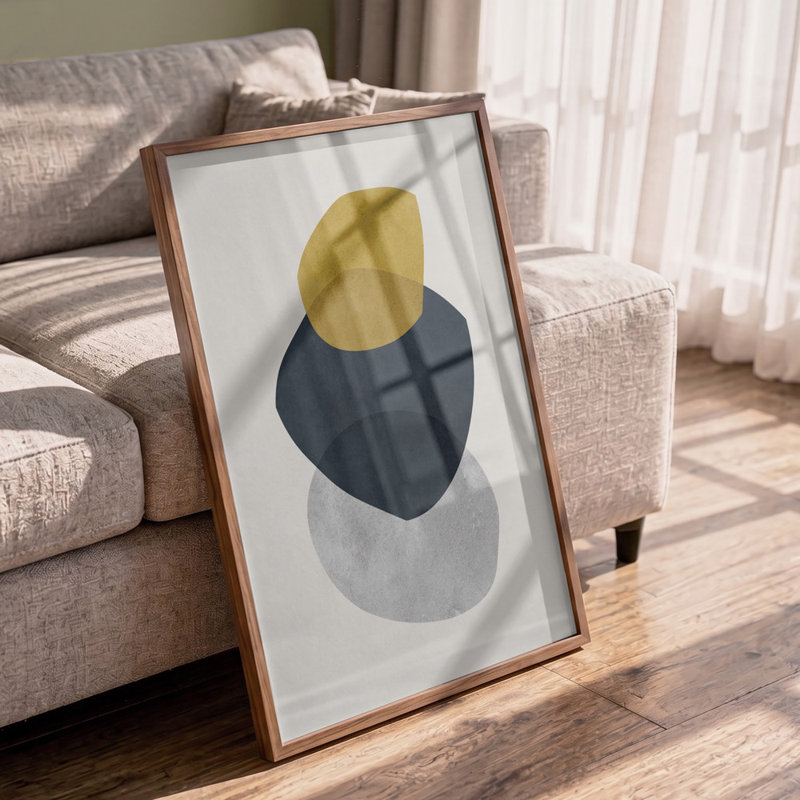 Modern Shapes Balance Print, 12 × 18, Framed Print, Tan