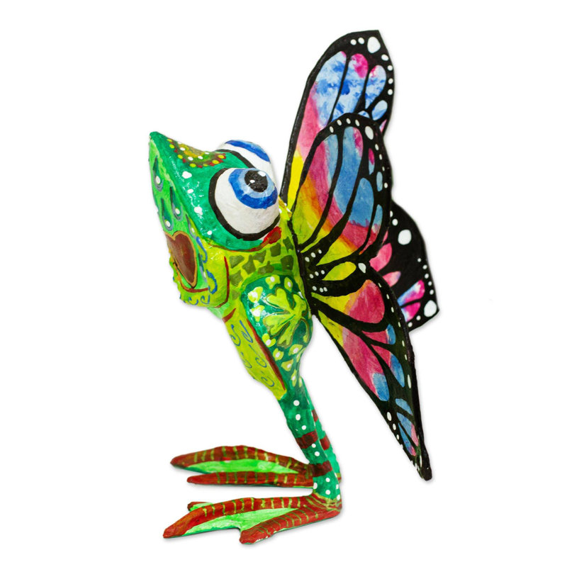 Sculpture grenouille d'abondance en papier mâché Alebrije