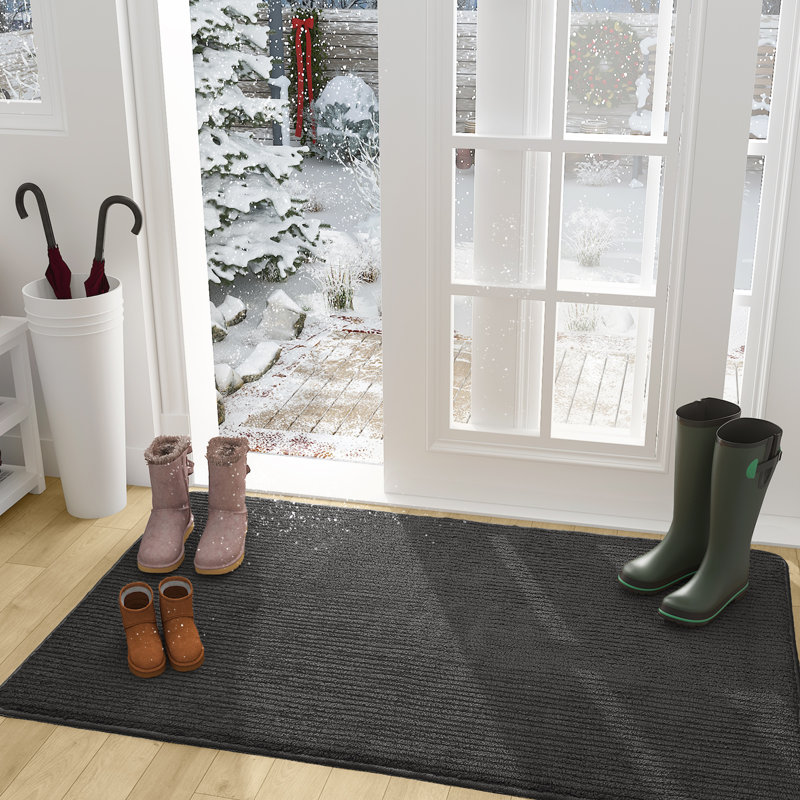 Tapis d'entrée / extérieur antidérapant Brynsley, Noir, L 24 po x L 36 po