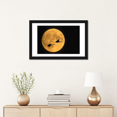 " Flying Sandhill Crane Couple With A Full Moon Background, Bosque Del Apache National Wildlife Refuge, New Mexico, USA " by Ellen Anon