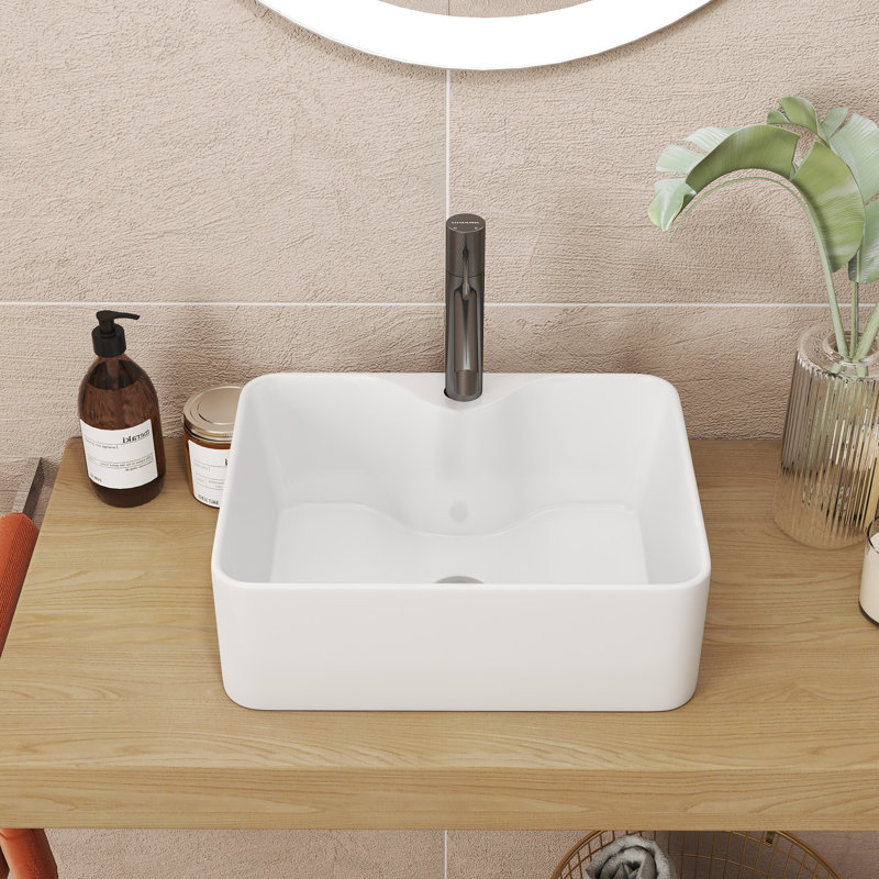 Lavabo de salle de bain rectangulaire blanc l 16 po x P 12 po x H 5 po