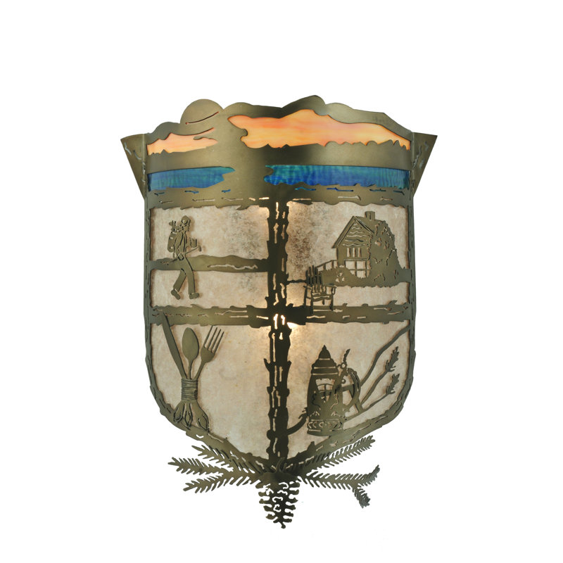 Rustic Americana Dual-Light Brass & Bronze Sconce with Mica Shield