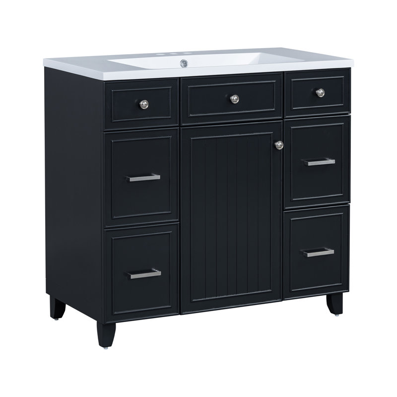 Luxurious Bathroom Vanity With Premium Features And Functional Design, Silver, Black