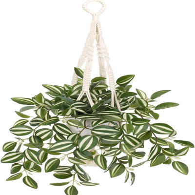 Faux plantes suspendues avec pot, feuilles artificielles vertes en pot de 17 po en fausse vigne de vigne pour plante murale