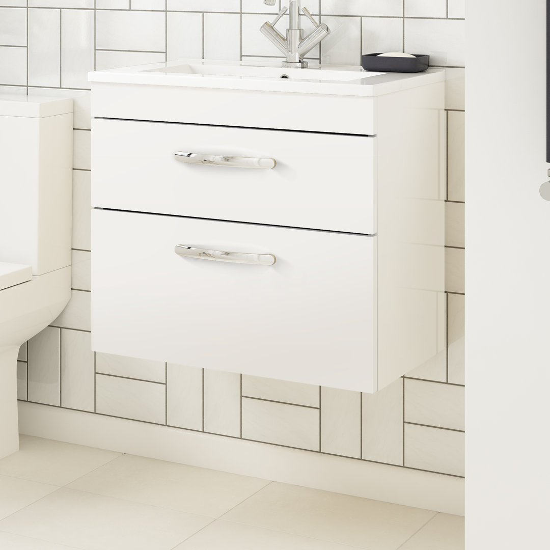 Athena Gloss White 505mm Wall Mount Vanity Unit