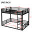 Lit superposé en métal, cadre de lit superposé double au-dessus du plancher complet, lit superposé robuste pour enfants, adolescents, adultes, conception à réduction de bruit, noir-1398858147