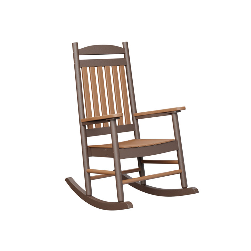 Casual Back Outdoor Rocker Chair, Cedar Top/Chocolate Brown Base