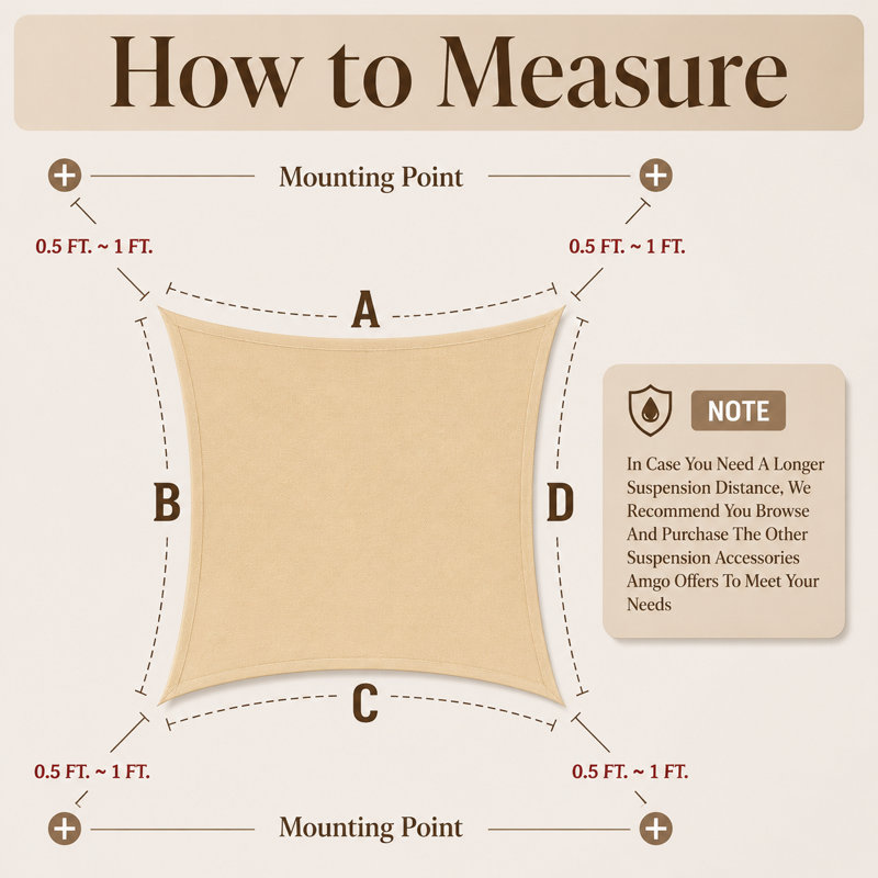 Voile d'ombrage Amgo, Tanné, H 8 pi x 10 pi,