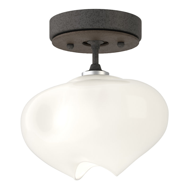 Ume Frosted Glass 1 - Light Semi Flush Mount, Bronze, Natural Iron