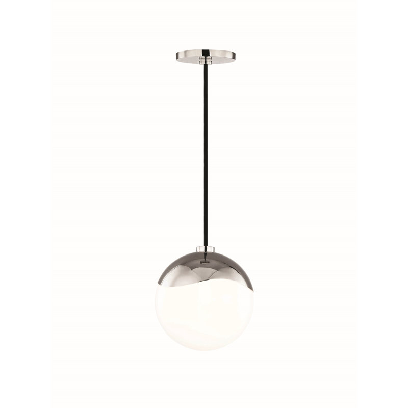 Luminaire suspendu sphérique 1 lumière Taza, H 8 po x l 7,5 po x P 7,5 po, Nickel poli