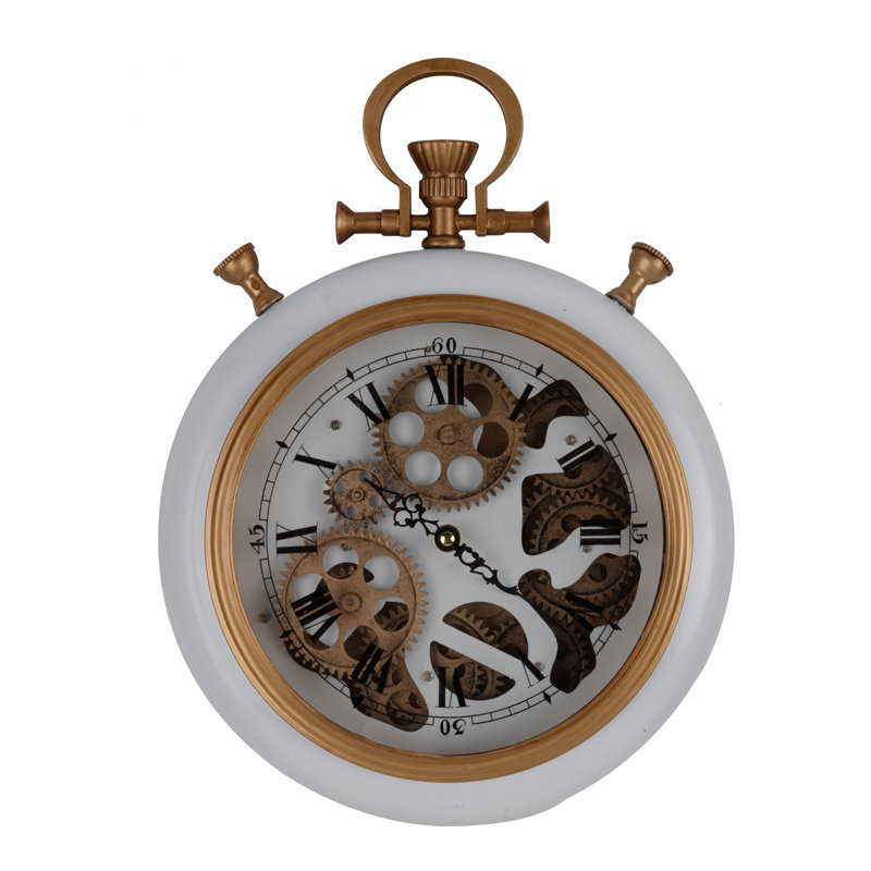 Metal Wall Clock, White/Gold