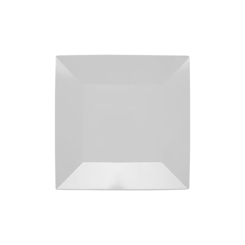 Melamine Break-Resistant Square Dinner Plates, 10", White