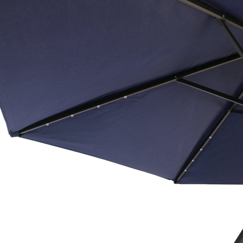 Martigues 2.5m Traditional Parasol with Lights, Dark Blue