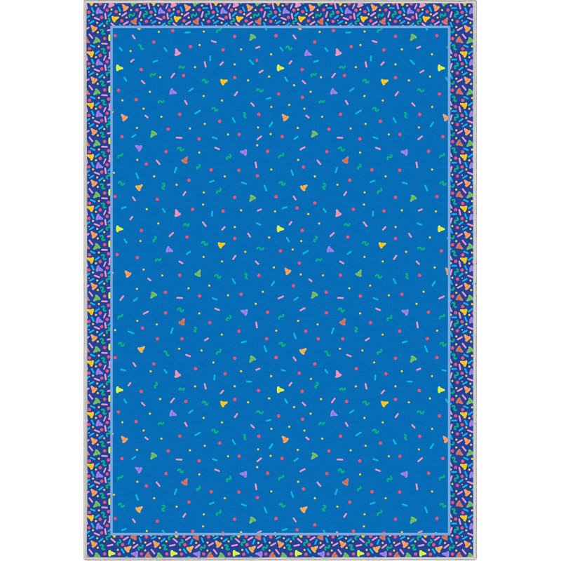 Tapis bleu à motif géométrique Well Woven Crayola, Rectangle 5 pi x 7 pi