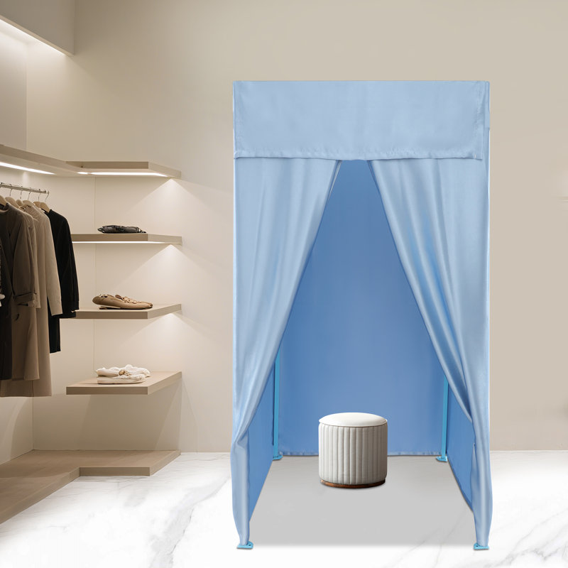 Cabine d'essayage pliable, vestiaire d'intimité autoportant, vestiaire portable (P 39,37 po x l 39,37 po x H 78,74 po), Bleu