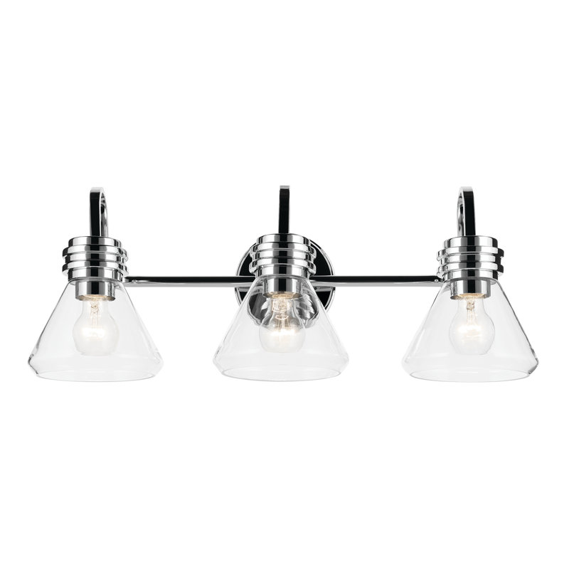 26" 3-Light Vanity Light with Clear Glass, Chrome