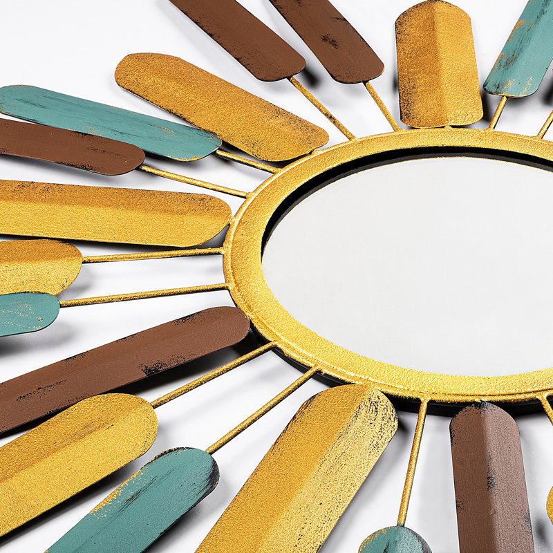 Handmade Decorative Mirror, 29.5 x 29.5 x 1.6 inches | 100% Metal Construction, Wall-Mountable Design | Unique Hand-Painted Finish, Color Variations for a Personalized Touch | Perfect for Living Room & Entryway Decor