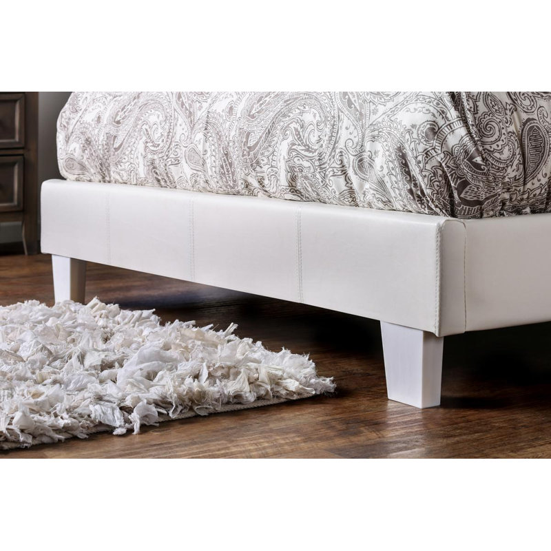 Keilianys Upholstered Low Profile Platform Bed, Twin, Beige