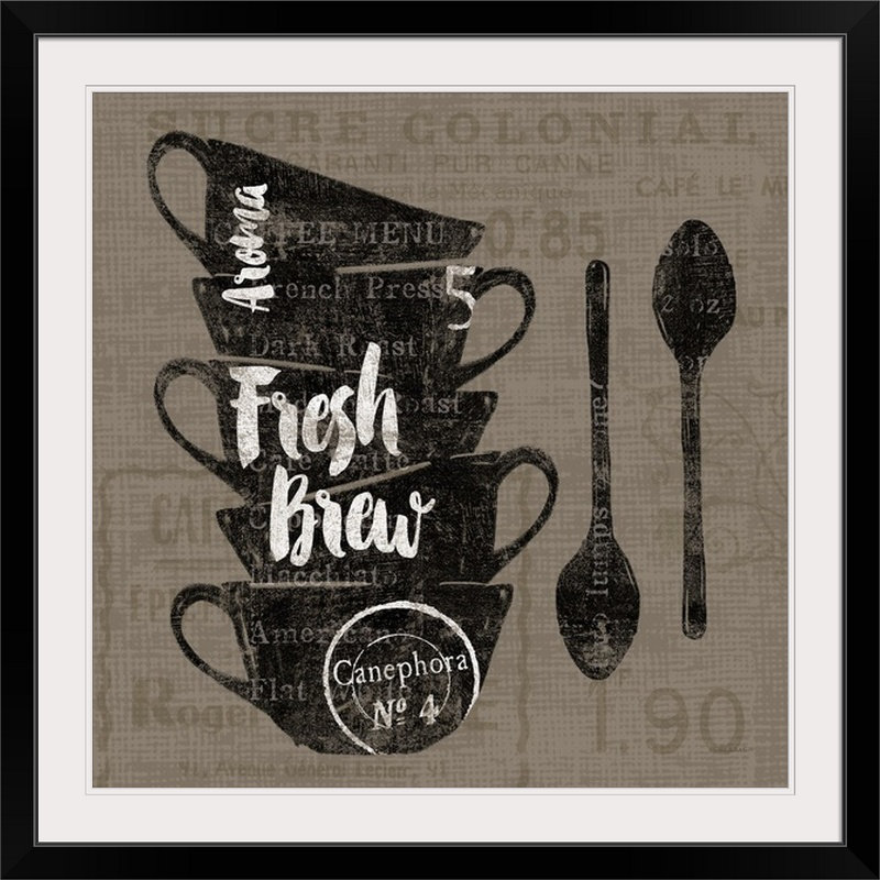 « linen coffee iii » par sue schlabach, impression, H 24 po x l 24 po x P 1 po, Cadre noir