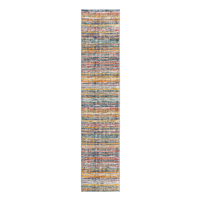 Hulsey Striped Yellow/Blue/Red/Navy Area Rug, Runner 2'2" x 5'1"