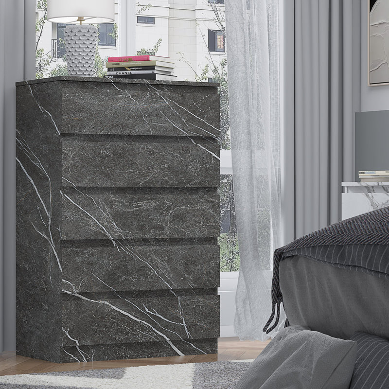 Deraz 70cm W 5 - Drawer Chest of Drawers, Grey