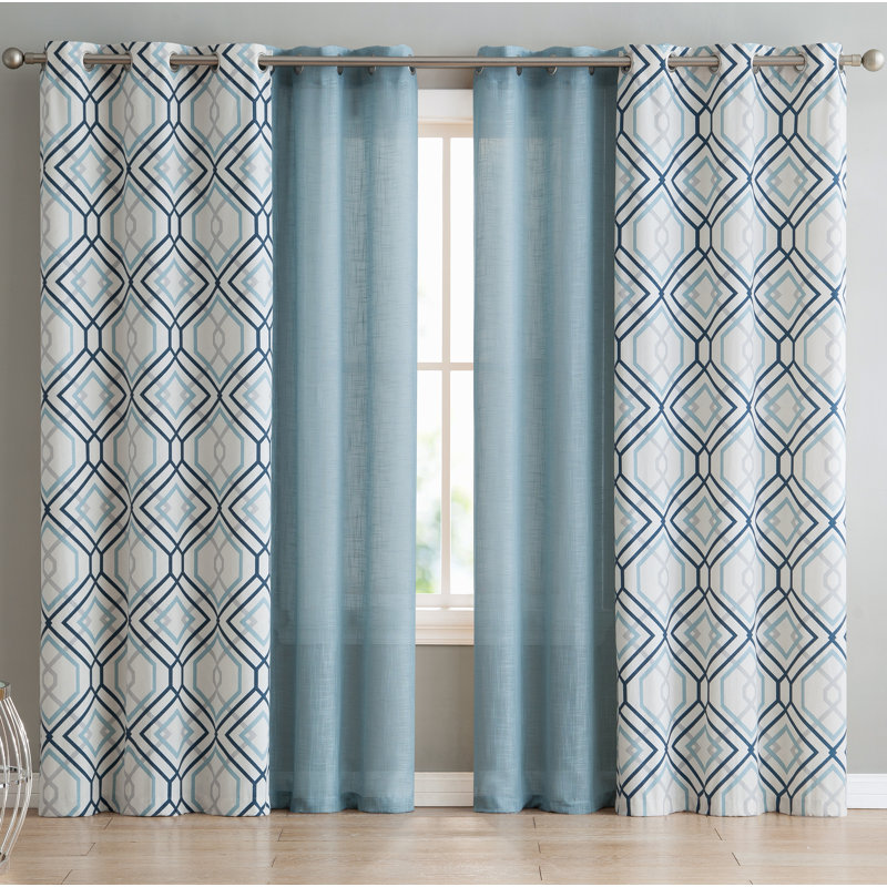 Minchinhampton Semi Sheer Curtain, Seaside Blue, 30" W  x 95" L