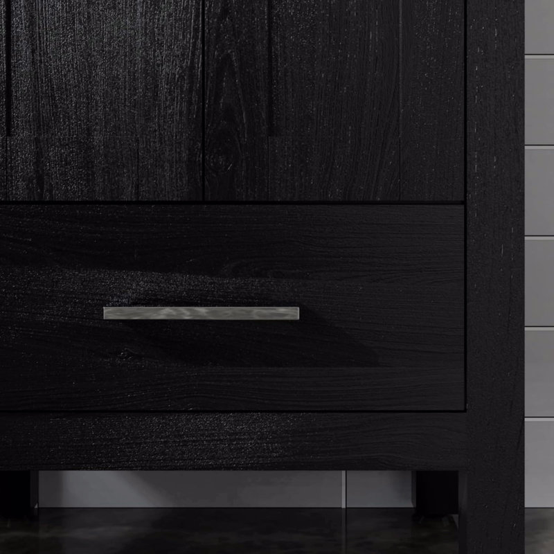 Meuble-lavabo de salle de bain noir avec dessus d'évier blanc