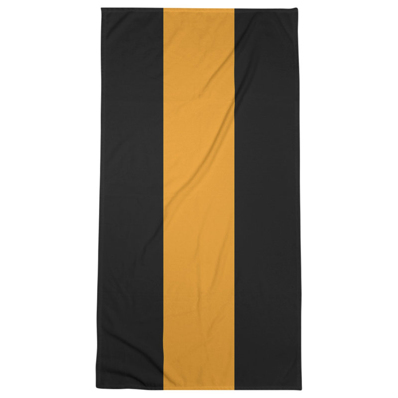 Cotton Blend Lightweight Bath Towel, Black/Yellow/Black