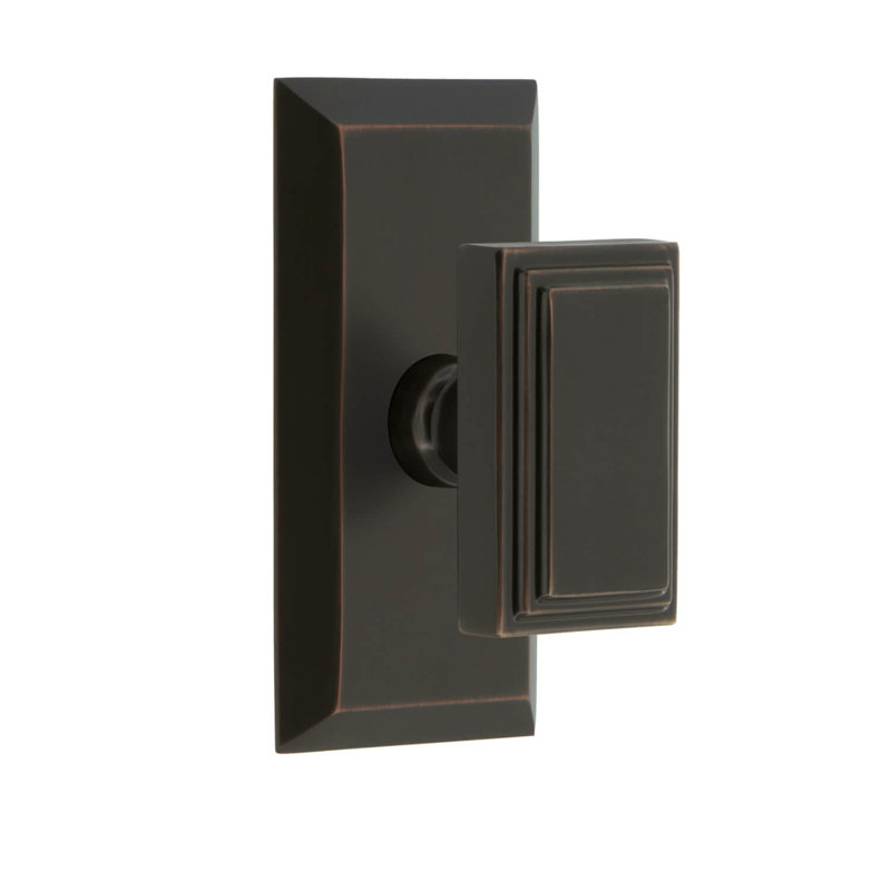 Grandeur Fifth Avenue Short Plate Single Dummy with Carré Door Knob, Timeless Bronze