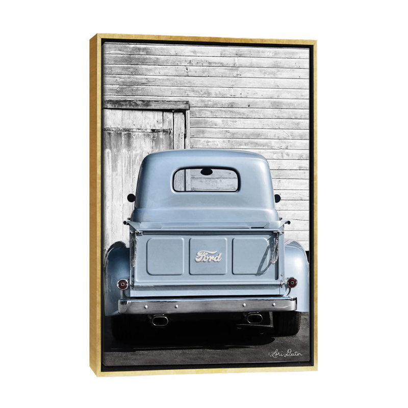 « Get a Ford » par Lori Deiter-impression d’art graphique, Pas de tapis, H 48 po x l 32 po x P 1,5 po, Toile encadrée d'or