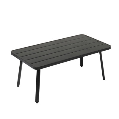 Black Steel Rectangle Patio Coffee Table by George Oliver
