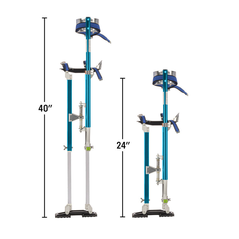 Échasses pour cloisons sèches de Pentagon Tools - Échasses à hauteur réglable pour adultes - Échasses de peinture légères avec coussinets de protection - Échasses de travail antidérapantes durables pour le trèfle ou la peinture
