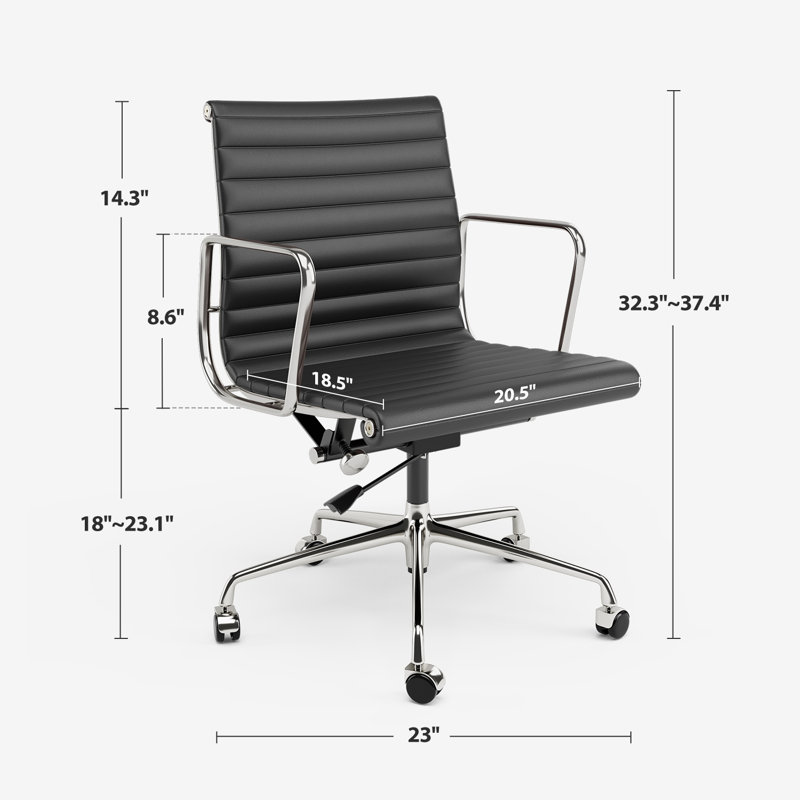 Genuine Leather Conference Chair, Black