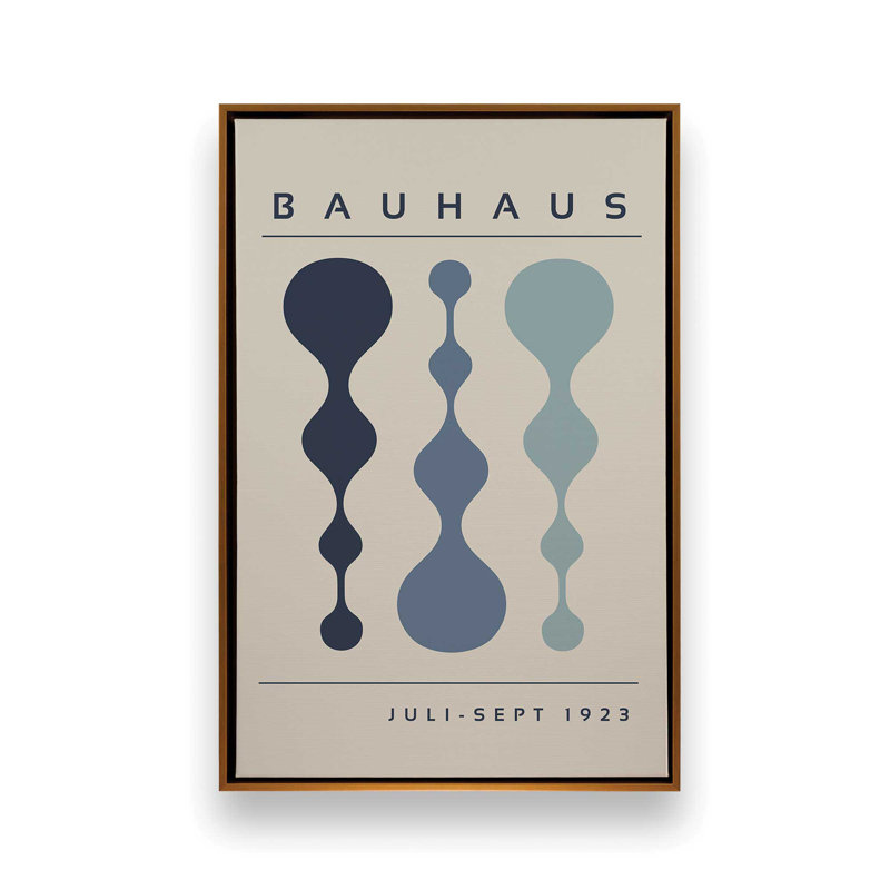 «Midnight Retro Bauhaus», reproduction sur toile encadrée, Cadre flottant or poli, H 30,75 po x l 20,75 po, Minuit minuit