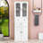 Spacious Multi-Functional MDF Cabinet with Adjustable Shelves and Glass Doors