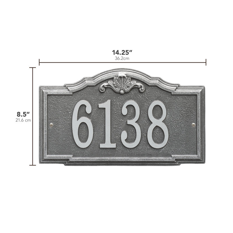 Gatewood Personalized Standard 1-Line Wall Address Plaque, Pewter/Silver, Yes
