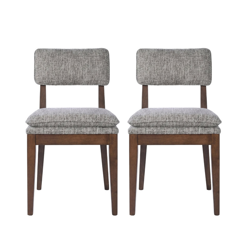 Chaise d'appoint en bois avec siège rembourré en noyer Miller (ensemble de 2)