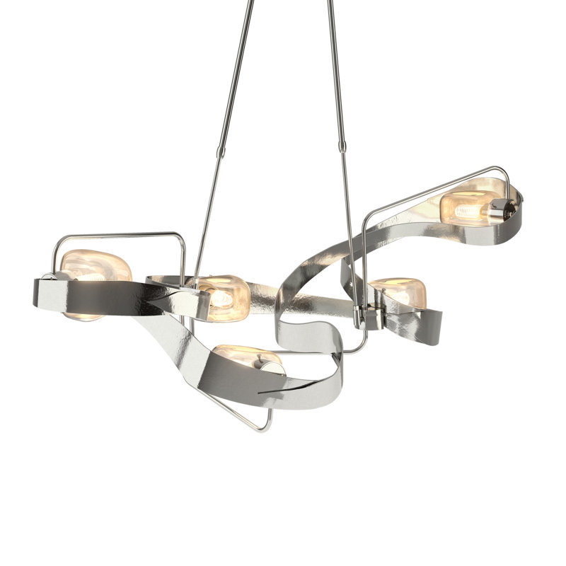 Graffiti 5 - Light Unique/Statement Modern Linear Chandelier, 25" - 35.8", Sterling