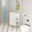 Meuble-lavabo à tablettes ouvertes de 21,6 po avec lavabo en céramique et porte à fermeture douce, armoire de rangement à tablettes ouvertes sur le côté droit, assemblage requis, blanc 24VB06-21WHR